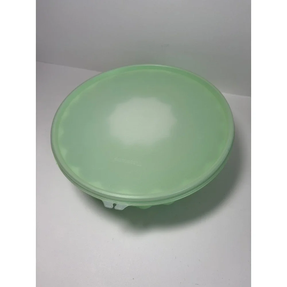 Tupperware Jel-Ring Mold Mint Green 3 Piece Set Fluted Gelatin 1202 Vintage